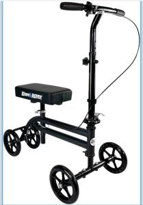 KneeRover KW-07 Knee Scooter, Black, Steel Frame, Folding, 300 lb Capacity, Adjustable Handlebars