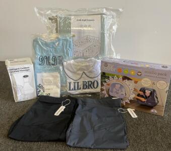 Maternity Shorts, Infant Rompers, Cozy Cover Car Seat Covers, Crib Rail Guard, Massager Bundle