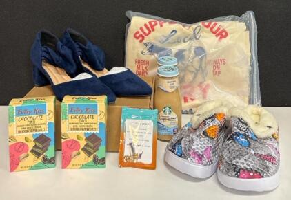 MOTHERS DAY LOT!!! Size 8 Dress Heels and Crocs, (2) Starbucks Frappuccino Drinks, Every Liss Dubai Pistachio Chocolate And More!