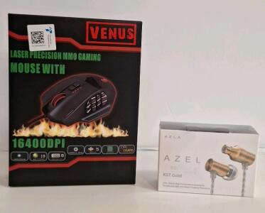 (1) UtechSmart Venus Wired Gaming Mouse RGB Wired, 16400 DPI High Precision Laser Programmable MMO Computer Gaming Mouse & (1) Pair Of Wired Ear Buds