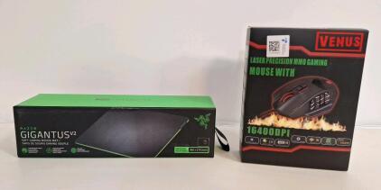 (1) Razer Gigantus V2 Soft Gaming Mouse Mat & (1) UtechSmart Venus Gaming Mouse RGB Wired, 16400 DPI High Precision Laser Programmable MMO Computer Gaming Mouse