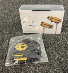 AZLA Azel Edition G Gen 2 KST Gold Earphones, Custom Gold Cross Braided Cable, Boxed, gold colored cross bolo tie