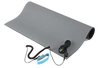 MWRF Source ESD Mat Kit with Wrist Strap and Grounding Cord (2.5 FT x 4 FT x 0.12 Inch, Grey)