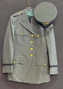 U.S. Army Green Dress Uniform Jacket & Service Cap, Eagle Badge, Stag Patch, 1950s&ndash;1980s