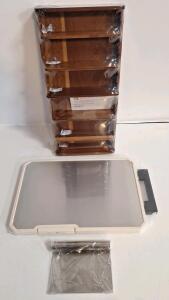 (1) HAUS - Stainless Steel Cutting Board W/ Bench Scraper & (1) Kitchen Edge - Acacia Wood 6-Tier Spice Rack
