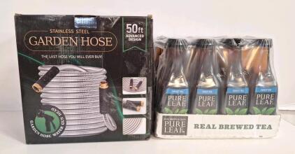 (1) 50-Foot Stainless Steel Garden Hose & (1) 12-Pack Of 18.5-Oz Bottles Of Pure Leaf Sweet Tea