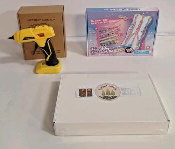 (1) Cordless Hot Glue Gun Compatible W/ DeWalt 20V Lithium-ion Batteries,（NO Battery, Tool Only), (1) DIY Book Nook Kit - Royal Seamer Tailor&rsquo;s Shop - 3D Puzzle, For Adults & (1) Friendship Bracelet Kit<br/>