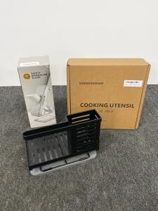 Safety Mandoline Slicer with Box, 3 Stainless Blades, Hand-Guard, Utensil Rack Accessory