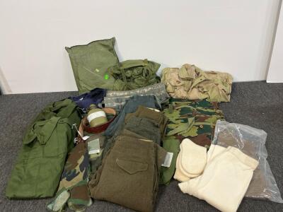 Large U.S. Military Surplus Lot &ndash; Mixed Uniforms, MOPP Suit, OD/Desert/Woodland/ACU Gear, NSN 8415-00-177-8807