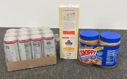 Starbucks Refreshers 12 Pack, Skippy Super Chunk Twin Pack, Rip Van Vanilla Wafers Multipack