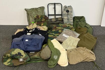 Large US Military Surplus Lot &ndash; Uniforms, Field Gear, Chem Suit, Poncho Liner, 1980s-2000s