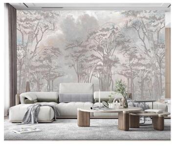 YQWDMX 160"x112" Large Fabric Wall Mural, 8-Panel Forest Tree Landscape, Model 53L