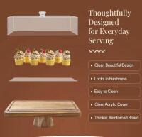 Kitchen Edge Bamboo Drawer Organizer, Cake Stand with Acrylic Cover, Acrylic Cutting Board with Lip And Presto Paper Towels - 6