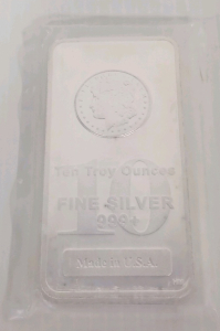 (1) Bar Ten Troy Ounces Fine Silver 999+