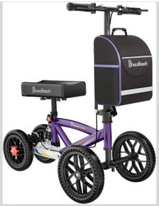 BlessReach WB-2208 Knee Walker, 300 lb Capacity, Purple, Folding, Dual Brakes, 8" Wheels