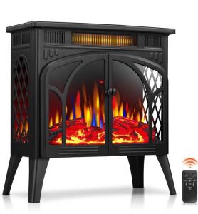 TURBRO S230B-BLACK Freestanding Electric Fireplace Stove, 1400W, 23"x24", Remote Included