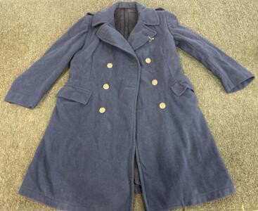 Navy Blue Wool Double Breasted US Navy Style Peacoat, 6 Buttons, Flap Pockets, Lined Interior