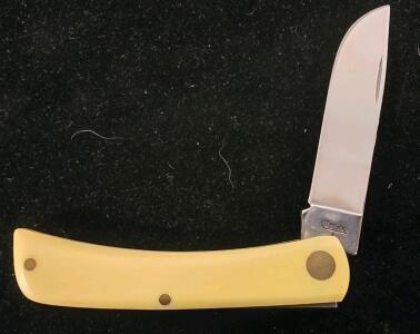 Case XX 3137 SS Slimline Trapper Folding Knife Yellow Handle USA Stainless Blade