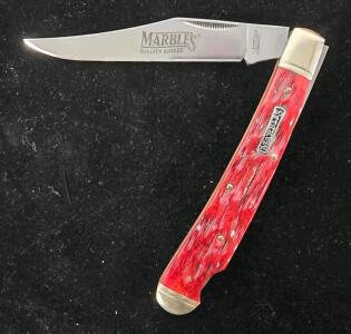Marble&rsquo;s Red Jigged Bone Folding Pocket Knife, Clip Point, 3.5" Blade, Slip Joint
