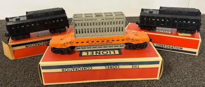 Lionel O Gauge 6519 Allis-Chalmers Flatcar With Load, Two 233W Tenders, Original Boxes