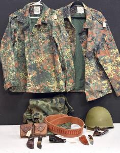 German Flecktarn Jackets, Soviet M40 Helmet, S&W Holsters, Swiss Pouch, Knives, Ammo Gear