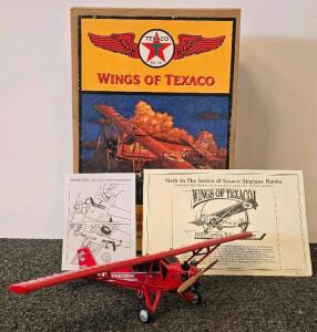 Ertl Wings Of Texaco 1929 Curtiss Robin Airplane Bank #6, Die-Cast, NC373E, Box & Inserts
