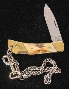 Case 051051L SSP Mini Lockback Knife, Stag Handle, Brass Bolsters, USA, Keychain