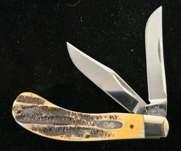 Case XX 62110 Mini Trapper Pocket Knife, 2-Blade, SS, Jigged Bone Handle, USA