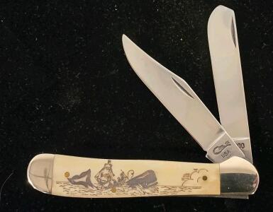 Case XX 6200 CV USA 2-Blade Folding Knife, Moby Dick Engraved Handle, Chrome Vanadium Blades