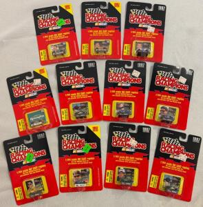 1997 Racing Champions NASCAR 1:144 Die Cast Cars, Collector Card & Stand, Complete Sealed