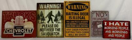 Man Cave & Bar Decor &mdash; (5) Retro Tin Wall Signs