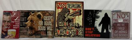 Man Cave & Bar Decor &mdash; (5) Retro Tin Wall Signs