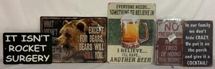Man Cave & Bar Decor &mdash; (5) Retro Tin Wall Signs