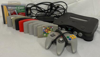 Nintendo 64 Console NUS-001 W/ Controller, 8 Games, Memory Card, RF Adapter, Power Supply