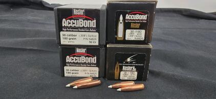 Nosler AccuBond 30 Cal (.308") 180gr Spitzer Bullets, 3 x 50ct + E-Tip 50ct, P/N 54825 59180