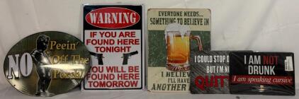 Man Cave & Bar Decor &mdash; (5) Retro Tin Wall Signs