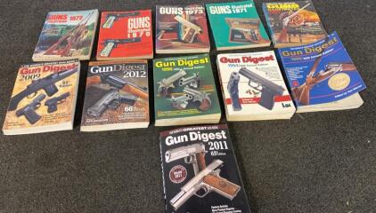 Gun Digest & Guns Illustrated Lot, 1970&ndash;2012, 12 Vols, Anniversary & Reference Editions, Softcover