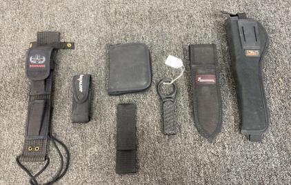 Mixed Lot of 7 Branded Knife Sheaths & Pouches &ndash; Schrade, Browning, SOG, Taylor, Nylon, Belt Loop