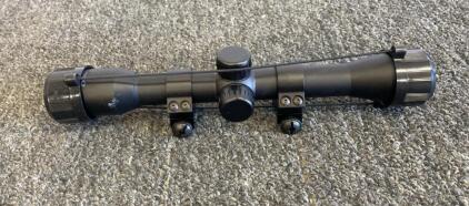Tasco 4x32 Rimfire Rifle Scope, Fixed Power, Dovetail Rings, Lens Caps Included