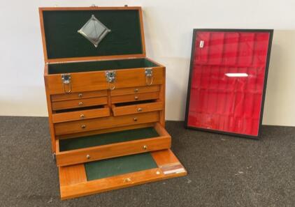 Windsor Design 8 Drawer Wood Tool Chest W/ Mirror & Display Case, Item 62585, 20"x10.6"x13.5"