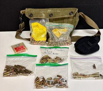 Mixed Handgun & Rifle Ammo: .22 WMR, 9mm, .45 ACP, .223, CCI, LOA, Bag & Holster