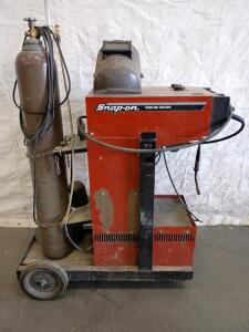 Snap-On MIG Welder With Cart, Gas Cylinder, Regulator, Helmet, 230V, 200A Output