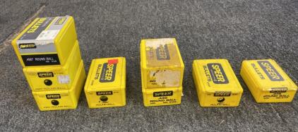 Speer Lead Round Ball Bullets, .375, .440, .457, .490, .495 Cal, 100 ct Boxes( Some Partial ), Vintage Packaging