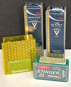 CCI Mini-Mag, Stinger, CB Short & Remington Rifle Match .22 Rimfire Ammo, 350 Rounds
