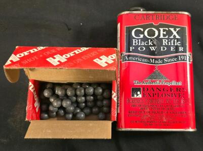 Goex Black Rifle Powder, Partial (58) Box Of .44 Cal Lead Round Balls