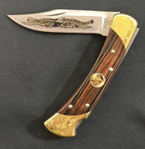 Buck 111 Lockback Folding Knife Final Production 020/250 Post Falls Eagle Etch Brass Bolster USA