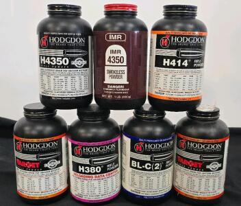 7 Bottles Rifle Smokeless Powder - Hodgdon H4350, Varget, H414, H380, IMR 4350, BL-C(2)