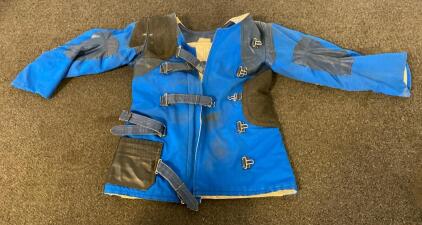Custom Leather Wear Rifle Shooting Jacket, Blue/Leather, Right-Handed, Canada, Size Not Listed (Appears To Be A Large)