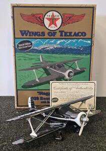 ERTL Wings Of Texaco 1939 Beechcraft D17S Staggerwing 1/38 Black Chrome W/ Box & COA