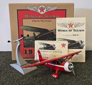Wings Of Texaco Howard DGA-15 Die-Cast Model, 1:43 Scale, Ertl 15th Series, Box, Stand, COA